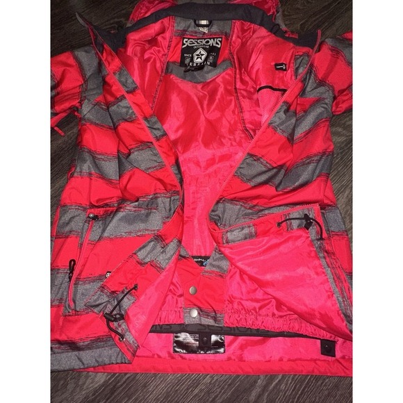 Sessions Terrain Recco Womens Sz XL Red Gray Stripe Jane Heather Snowboard Coat - Picture 12 of 16